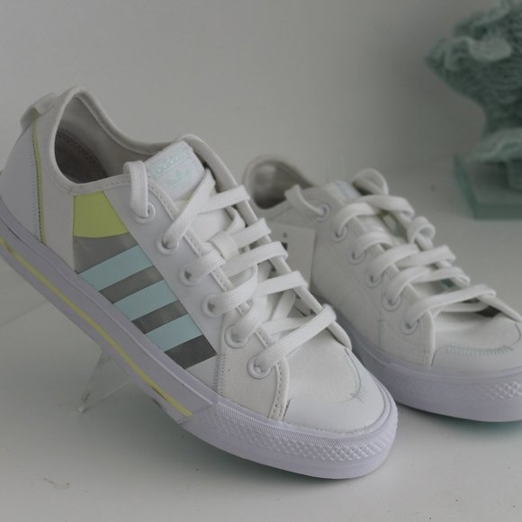 Adidas Originals Three Stripes Unisex Sneakers Men's 5.5 or Wom 7 White Yellow - Picture 4 of 16